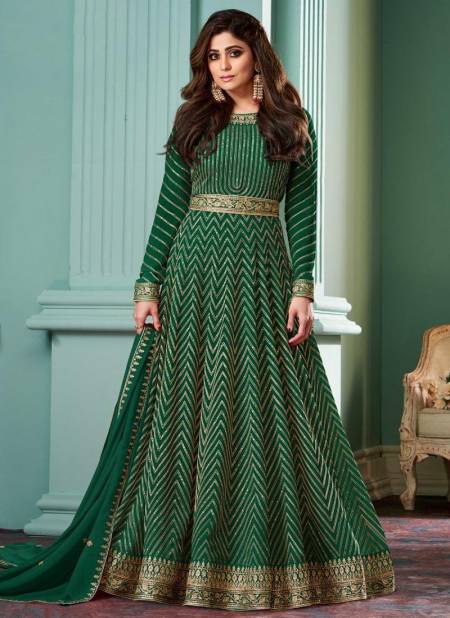 Green Colour Aashirwad Alizza Gold Heavy Wedding Wear Real Georgette Salwar Suit Collection 8529-C